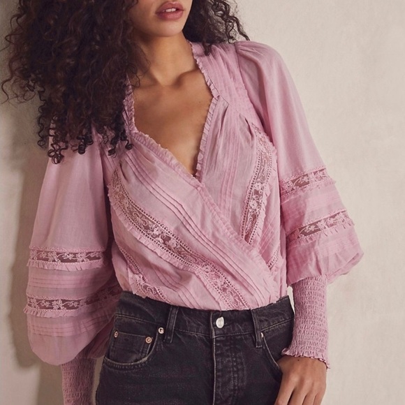 Free People Pink Short Sleeve Bodysuit SzS - Picture 10 of 10